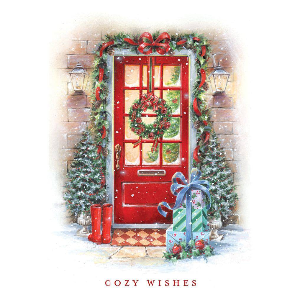 Red Door Christmas Card by Pictura featuring a festive holiday door design with Christmas decorations and a warm seasonal scene.